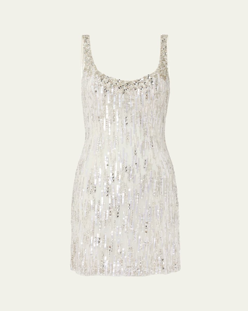 Shimmer Fringe Crystal Sequined Mini Dress